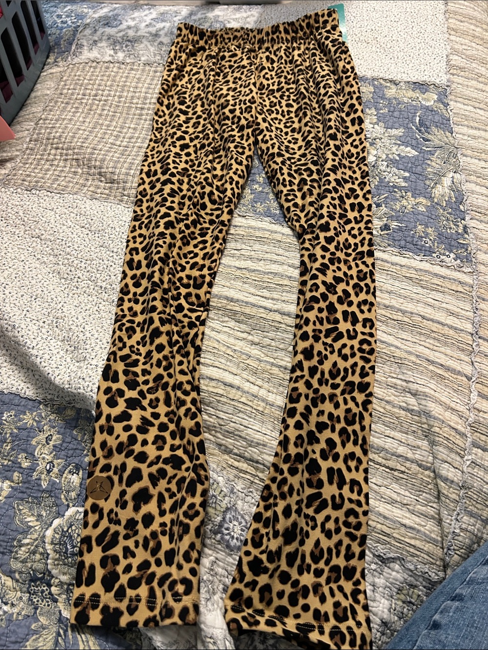 Leopard Print Stretch Leggings - Tan/Black